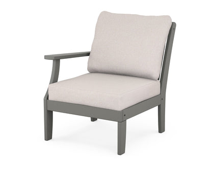 POLYWOOD® Braxton Modular Left Arm Chair in Slate Grey / Dune Burlap