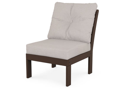 POLYWOOD® Vineyard Modular Armless Chair in Mahogany / Dune Burlap