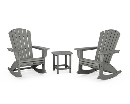 POLYWOOD® Nautical Curveback 3-Piece Adirondack Rocking Chair Set in Slate Grey