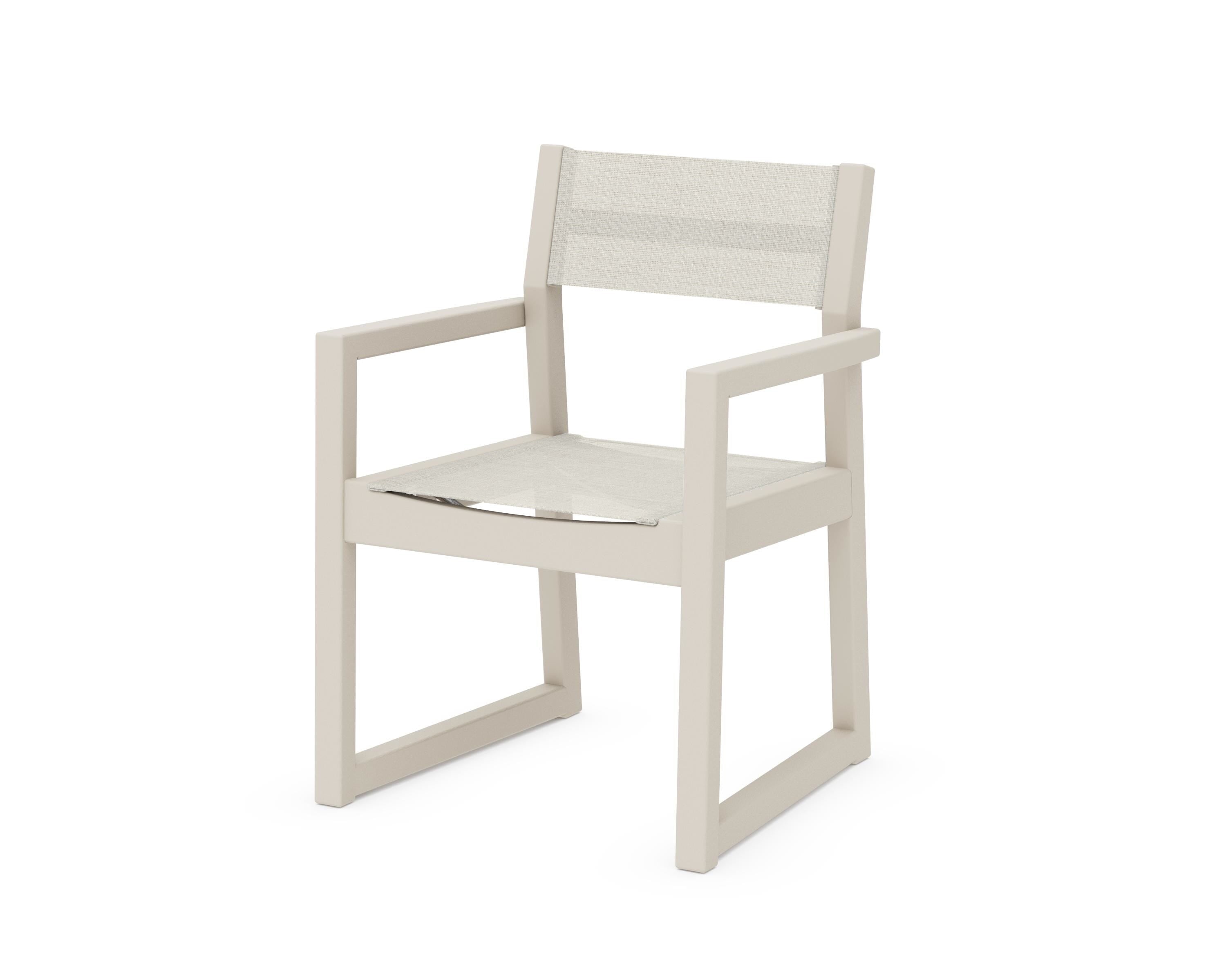 POLYWOOD® EDGE Sling Dining Arm Chair in Sand / Parchment Sling