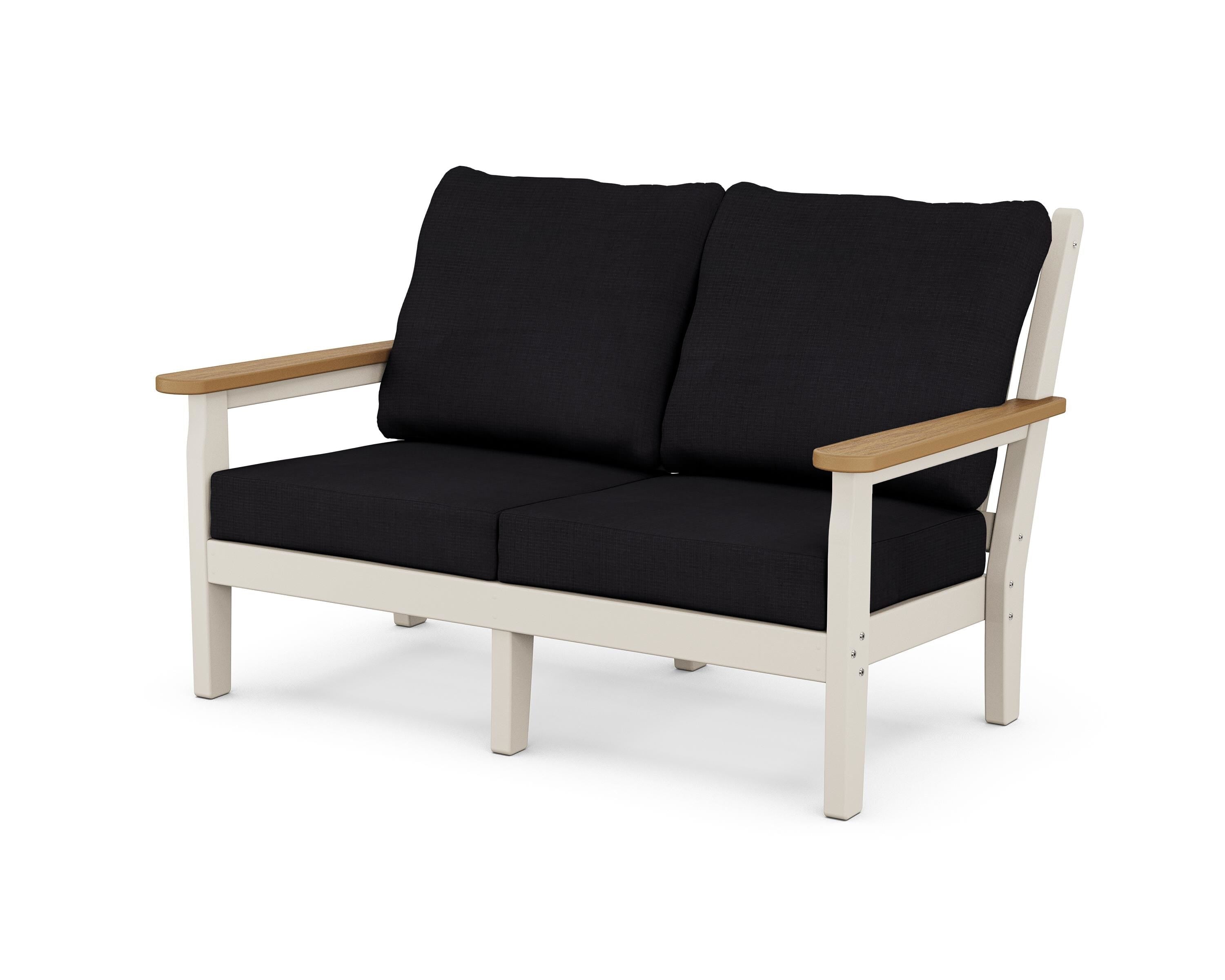 POLYWOOD® Chippendale Deep Seating Loveseat in Sand / Natural / Midnight Linen