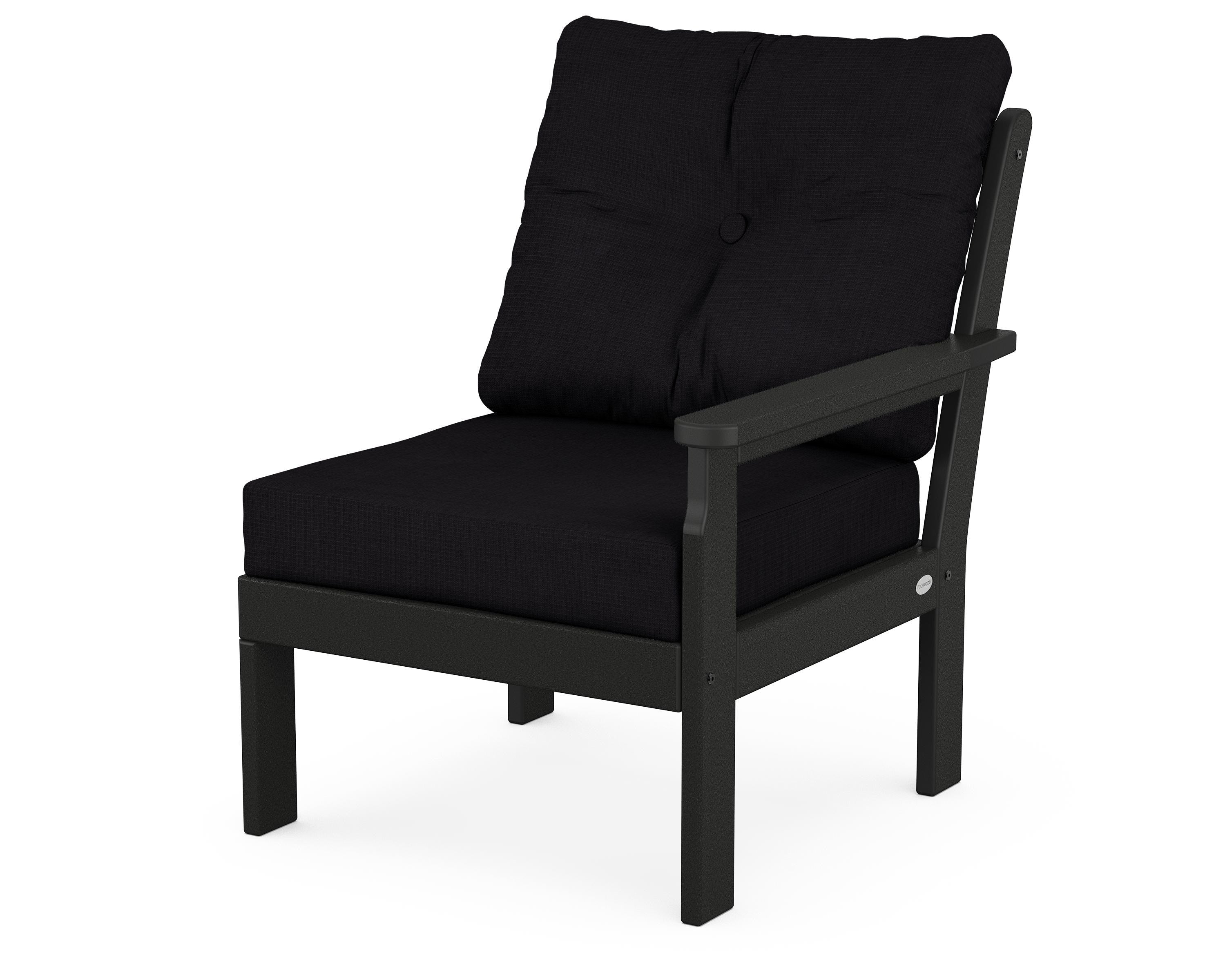 POLYWOOD® Vineyard Modular Right Arm Chair in Black / Midnight Linen