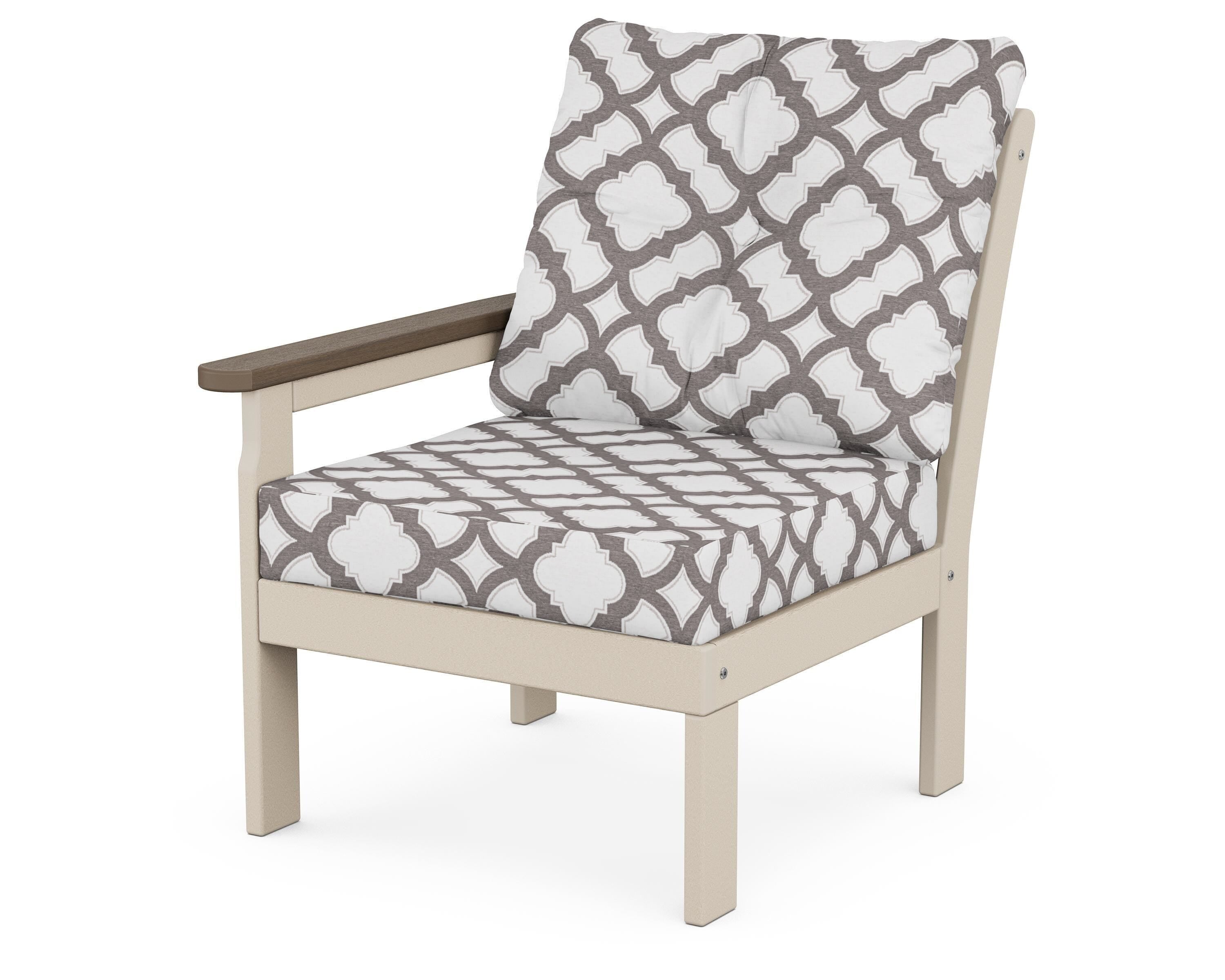 POLYWOOD® Vineyard Modular Left Arm Chair in Sand / Kona / Trellis Grey Mist
