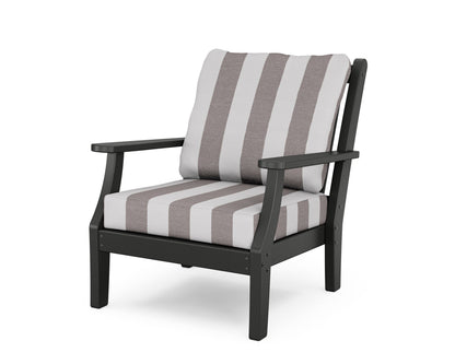 Country Living Wovendale Deep Seating Chair in Black / Cabana Stripe Grey Mist