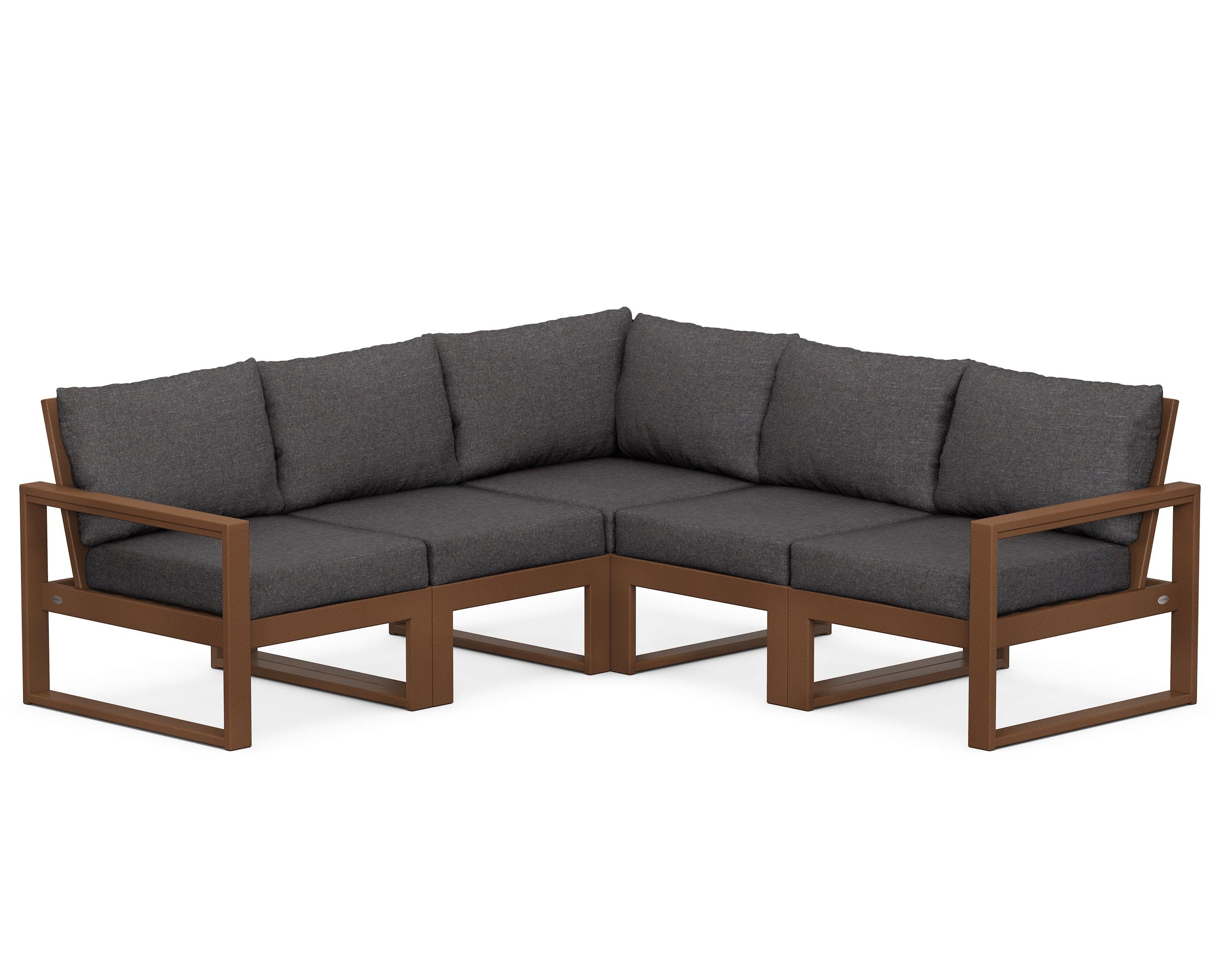 POLYWOOD® EDGE 5-Piece Modular Deep Seating Set in Teak / Ash Charcoal