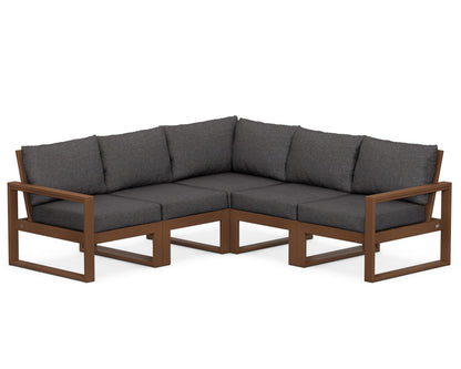 POLYWOOD® EDGE 5-Piece Modular Deep Seating Set in Teak / Ash Charcoal