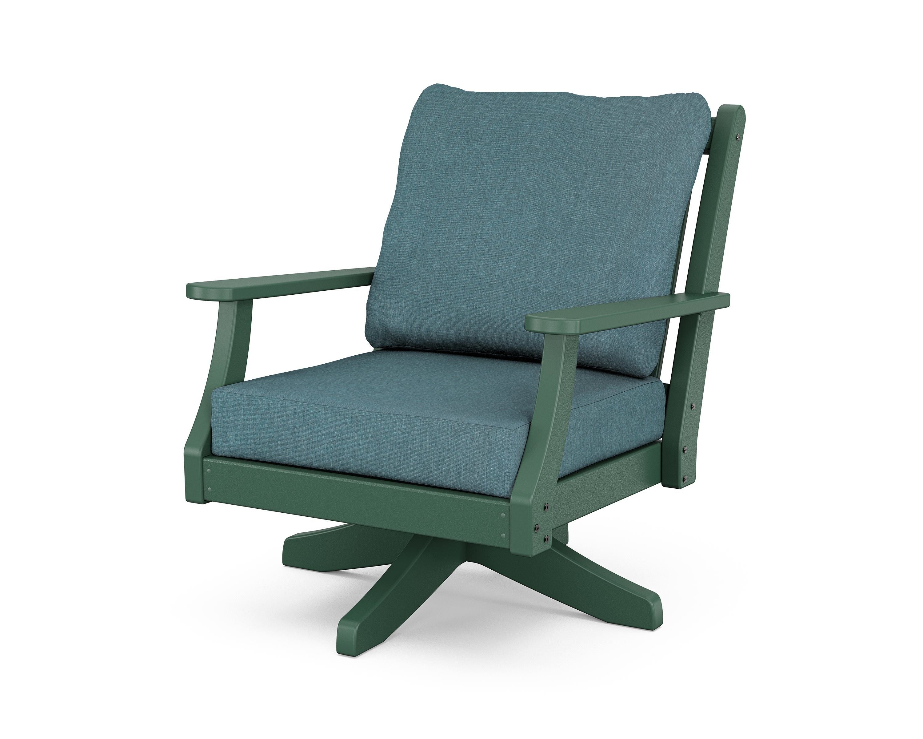 Country Living Wovendale Deep Seating Swivel Chair in Green / Ocean Teal