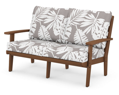 POLYWOOD® Grant Park Deep Seating Loveseat in Teak / Leaf Grey Mist