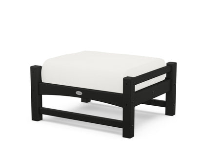 POLYWOOD® Club Ottoman in Black / Natural Linen