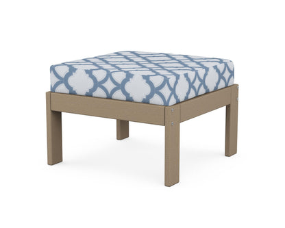 POLYWOOD® Vineyard Modular Ottoman in Vintage Sahara / Trellis Sky Blue