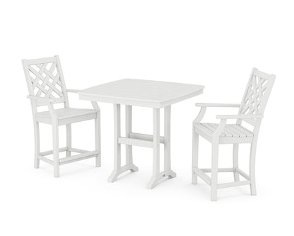Country Living Wovendale 3-Piece Counter Set with Trestle Legs in White