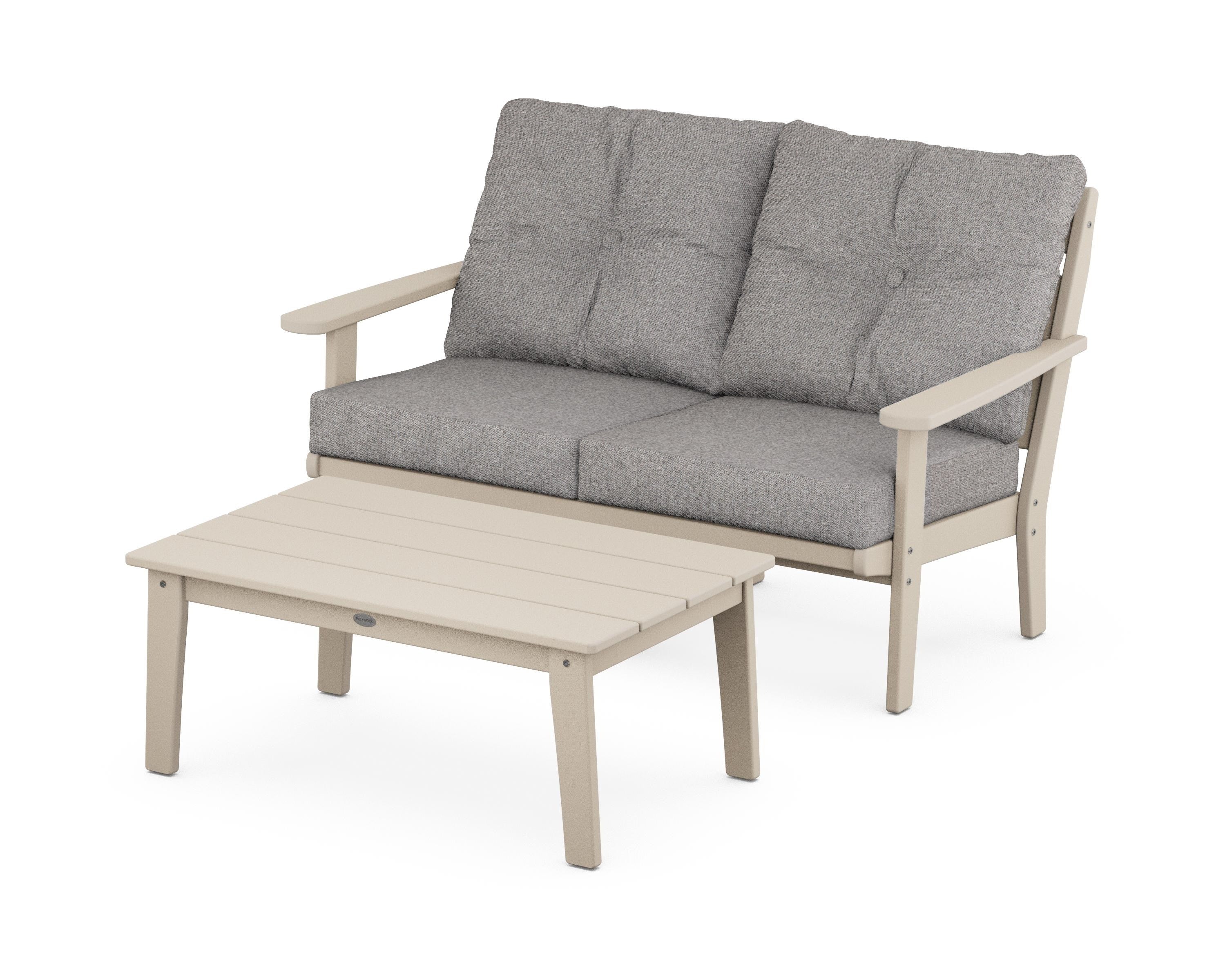 POLYWOOD® Lakeside 2-Piece Lounge Loveseat Set in Sand / Grey Mist