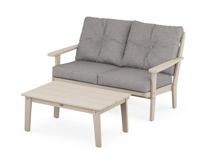 POLYWOOD® Lakeside 2-Piece Lounge Loveseat Set in Sand / Grey Mist