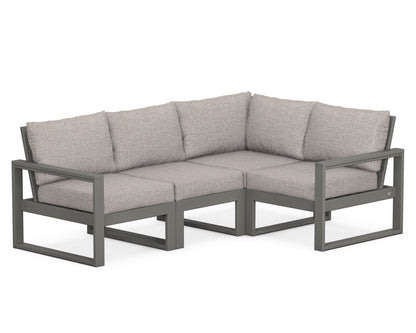 POLYWOOD® EDGE 4-Piece Modular Deep Seating Set in Slate Grey / Weathered Tweed
