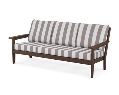 Country Living Cottage Deep Seating Sofa in Mahogany / Cabana Stripe Grey Mist