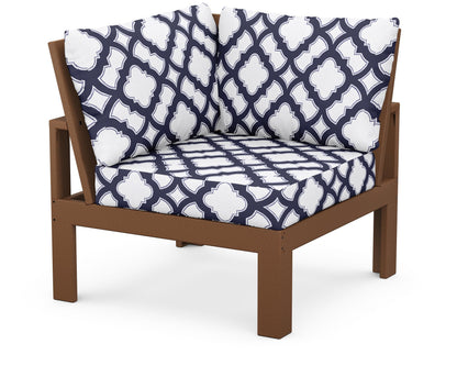 Unbranded Modular Corner Chair in Teak / Trellis Navy