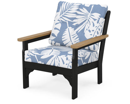 POLYWOOD® Vineyard Deep Seating Chair in Black / Natural / Leaf Sky Blue