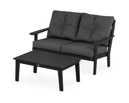 POLYWOOD® Lakeside 2-Piece Lounge Loveseat Set in Black / Spectrum Carbon
