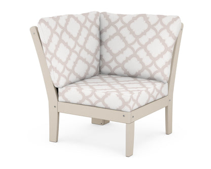 POLYWOOD® Braxton Modular Corner Chair in Sand / Trellis Dune Burlap