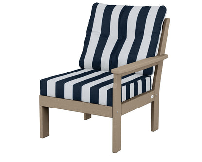POLYWOOD® Vineyard Modular Right Arm Chair in Vintage Sahara / Cabana Stripe Marine Indigo