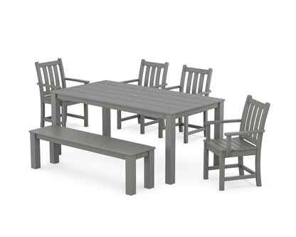 POLYWOOD® Traditional Garden 6-Piece Parsons Dining Set with Bench in Slate Grey