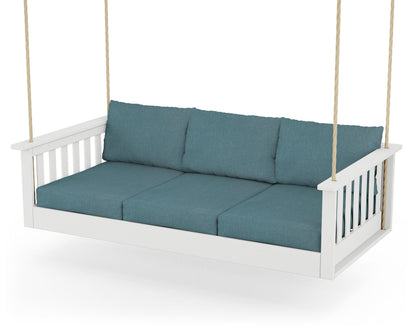 POLYWOOD® Vineyard Daybed Swing in White / Ocean Teal