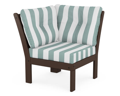 POLYWOOD® Vineyard Modular Corner Chair in Mahogany / Cabana Stripe Glacier Spa
