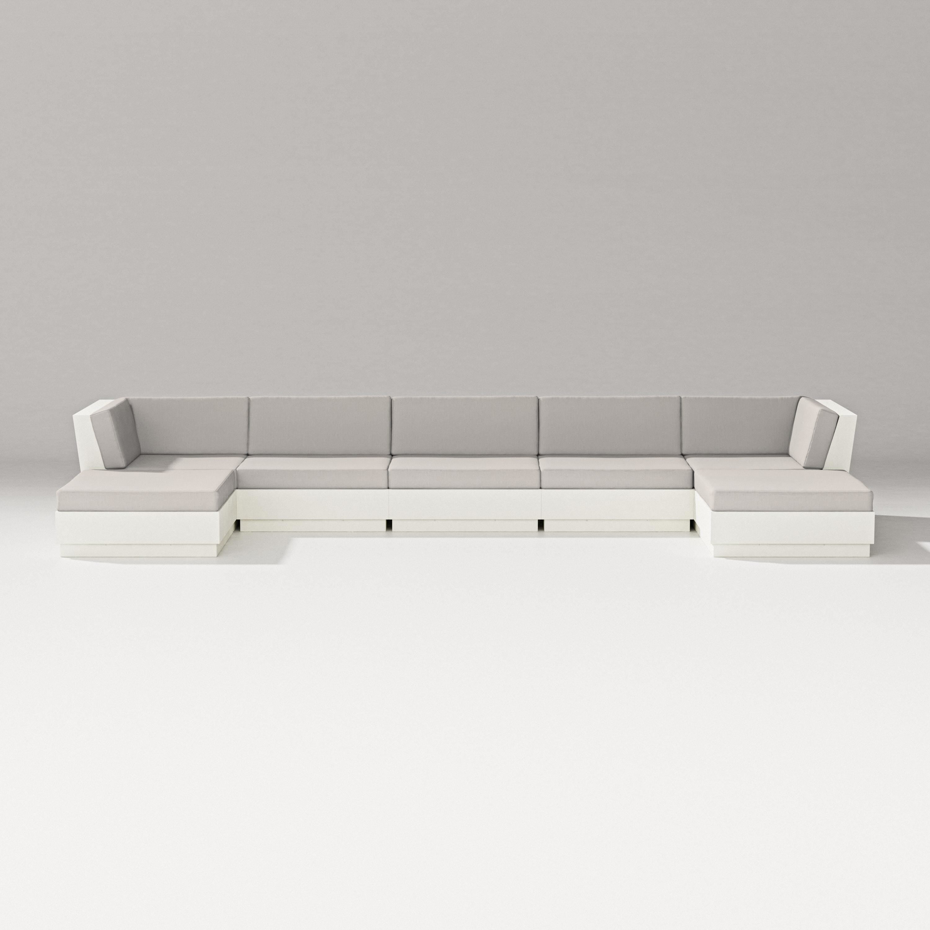 PW Designer Series Elevate 7-Piece Double Chaise Sectional in Vintage White / Cast Ash