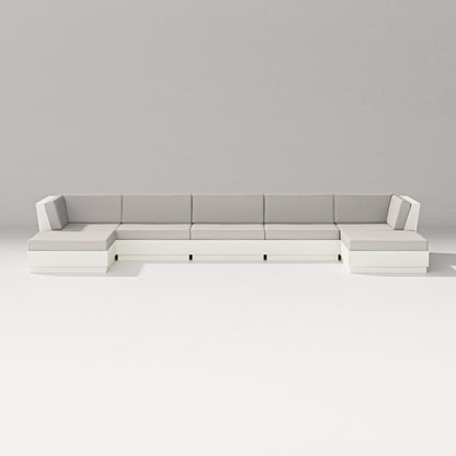 PW Designer Series Elevate 7-Piece Double Chaise Sectional in Vintage White / Cast Ash