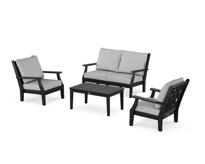 Country Living Wovendale 4-Piece Deep Seating Set with Loveseat in Black / Granite