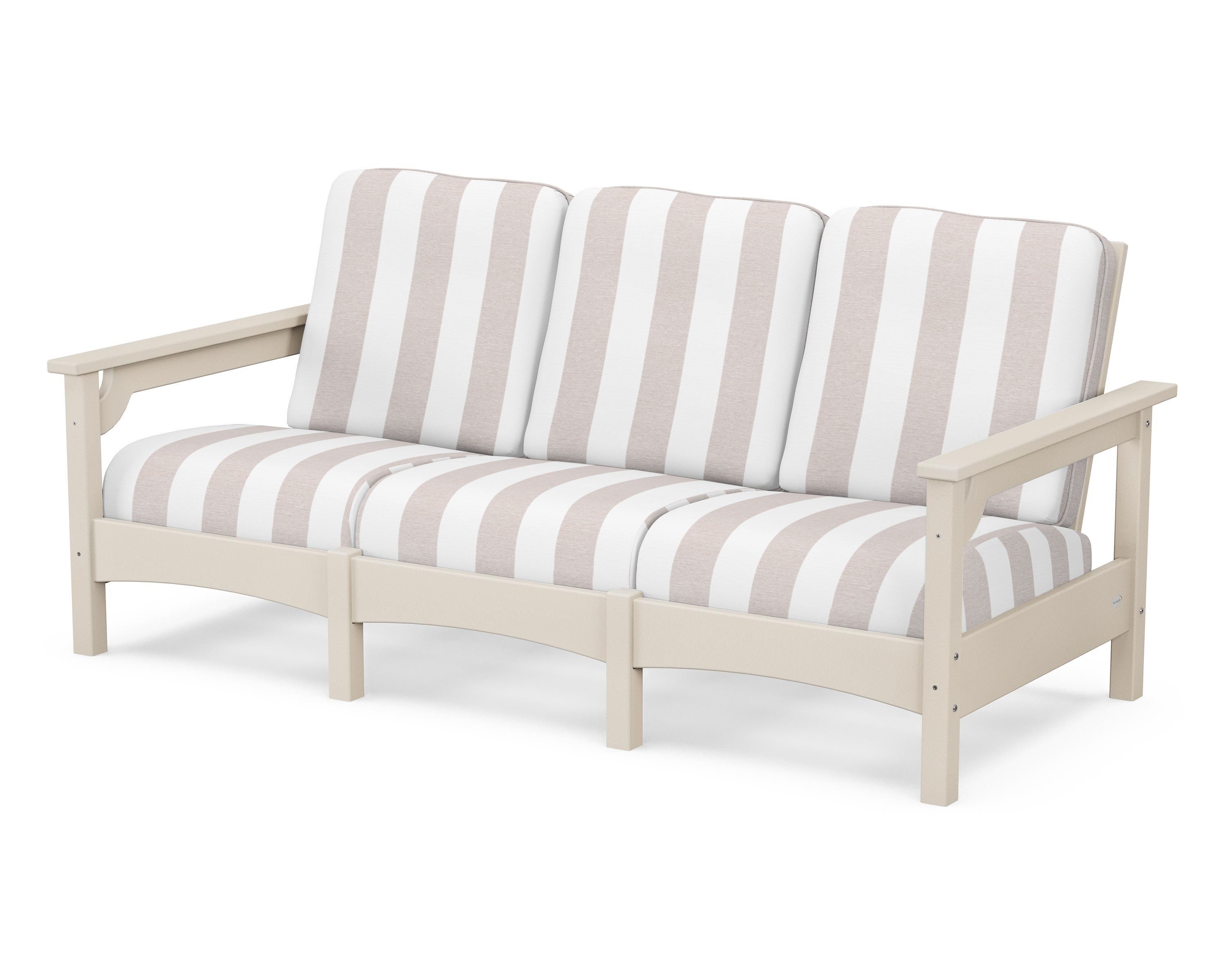 POLYWOOD® Club Sofa in Sand / Cabana Stripe Dune Burlap