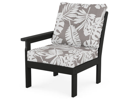 POLYWOOD® Vineyard Modular Left Arm Chair in Black / Leaf Grey Mist