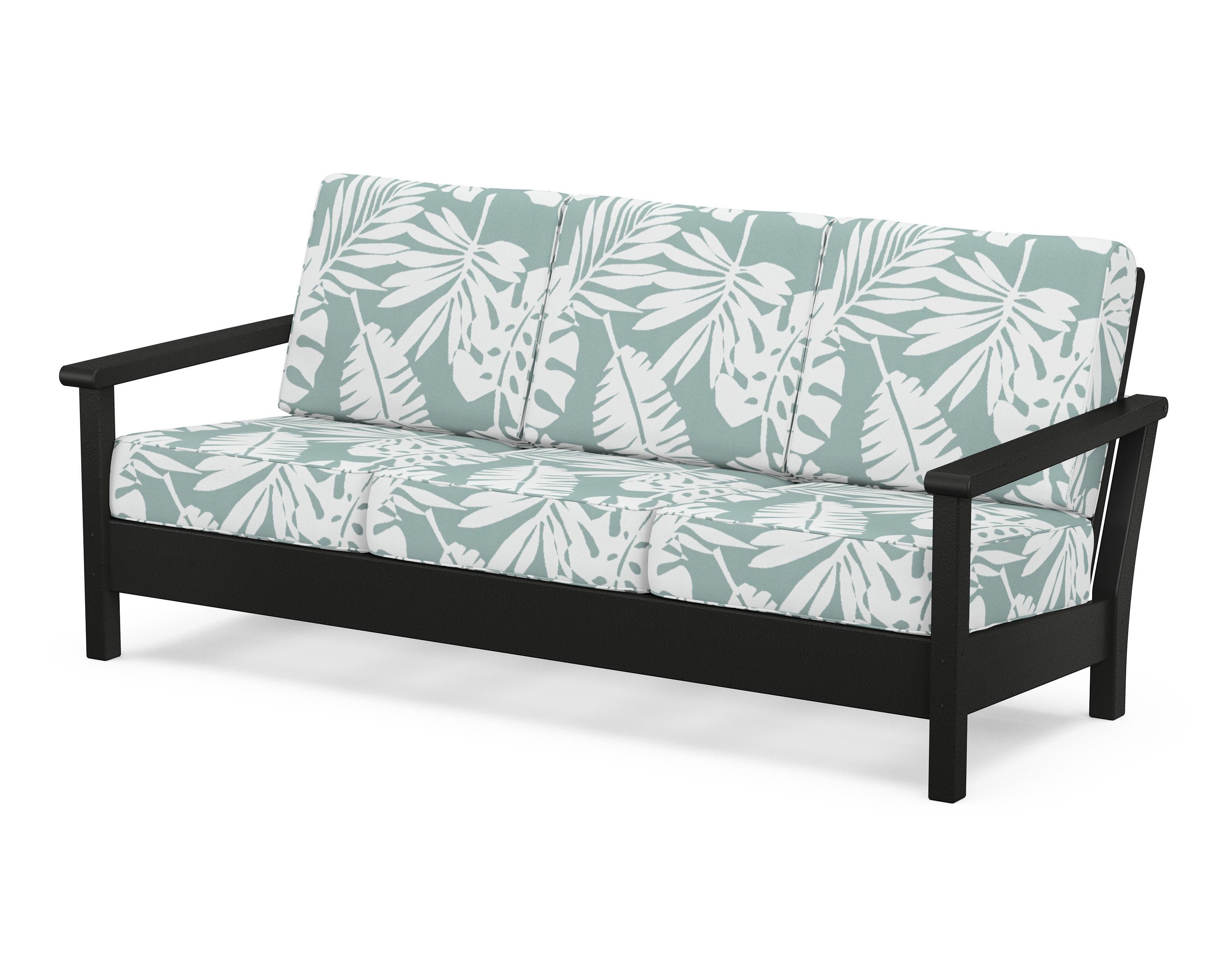 POLYWOOD® Harbour Deep Seating Sofa in Black / Leaf Glacier Spa