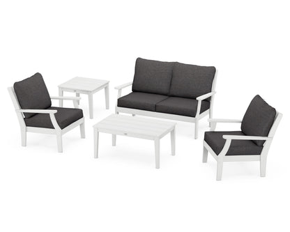 POLYWOOD® Braxton 5-Piece Deep Seating Set in White / Ash Charcoal