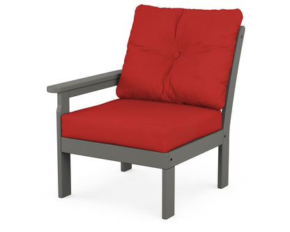 POLYWOOD® Vineyard Modular Left Arm Chair in Slate Grey / Crimson Linen