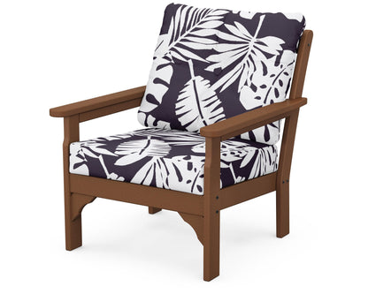 POLYWOOD® Vineyard Deep Seating Chair in Teak / Leaf Navy