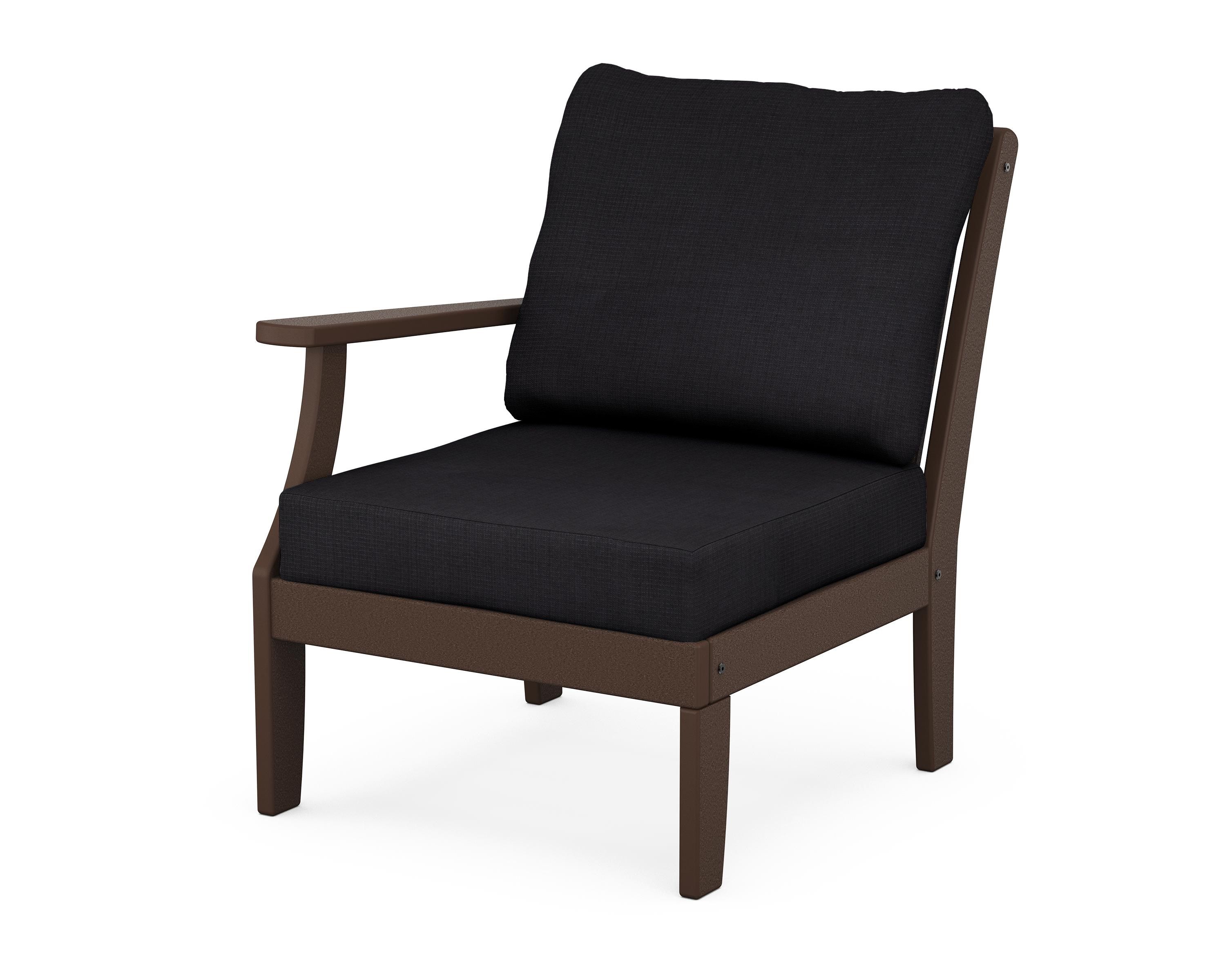 POLYWOOD® Braxton Modular Left Arm Chair in Mahogany / Midnight Linen