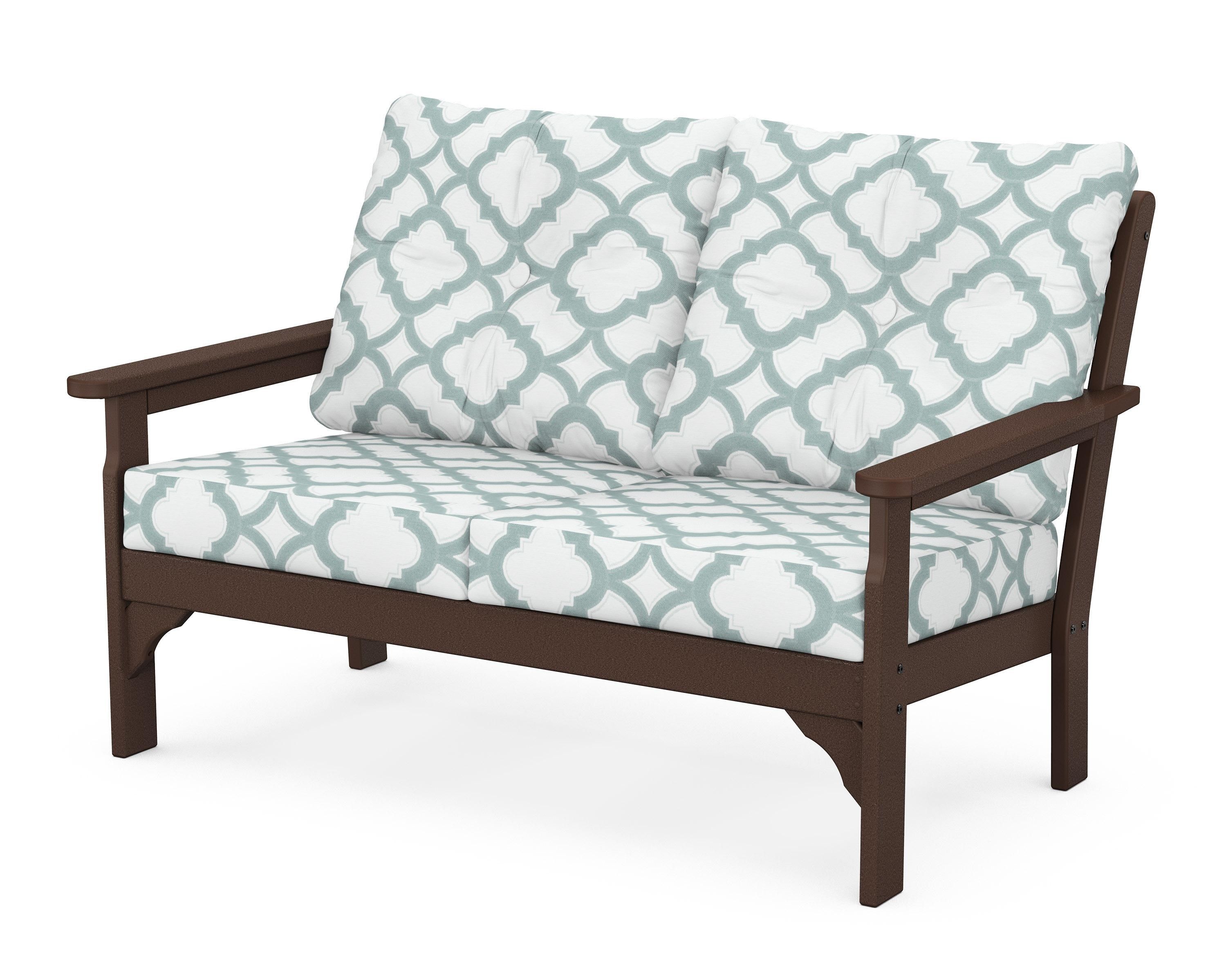 POLYWOOD® Vineyard Deep Seating Loveseat in Mahogany / Trellis Glacier Spa
