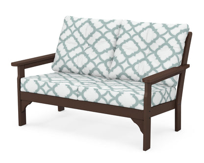 POLYWOOD® Vineyard Deep Seating Loveseat in Mahogany / Trellis Glacier Spa