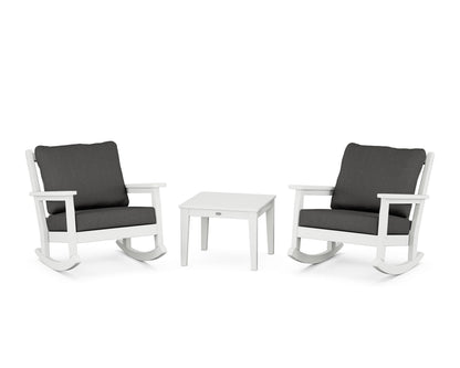 POLYWOOD® Chippendale 3-Piece Deep Seating Rocker Set in White / Spectrum Carbon