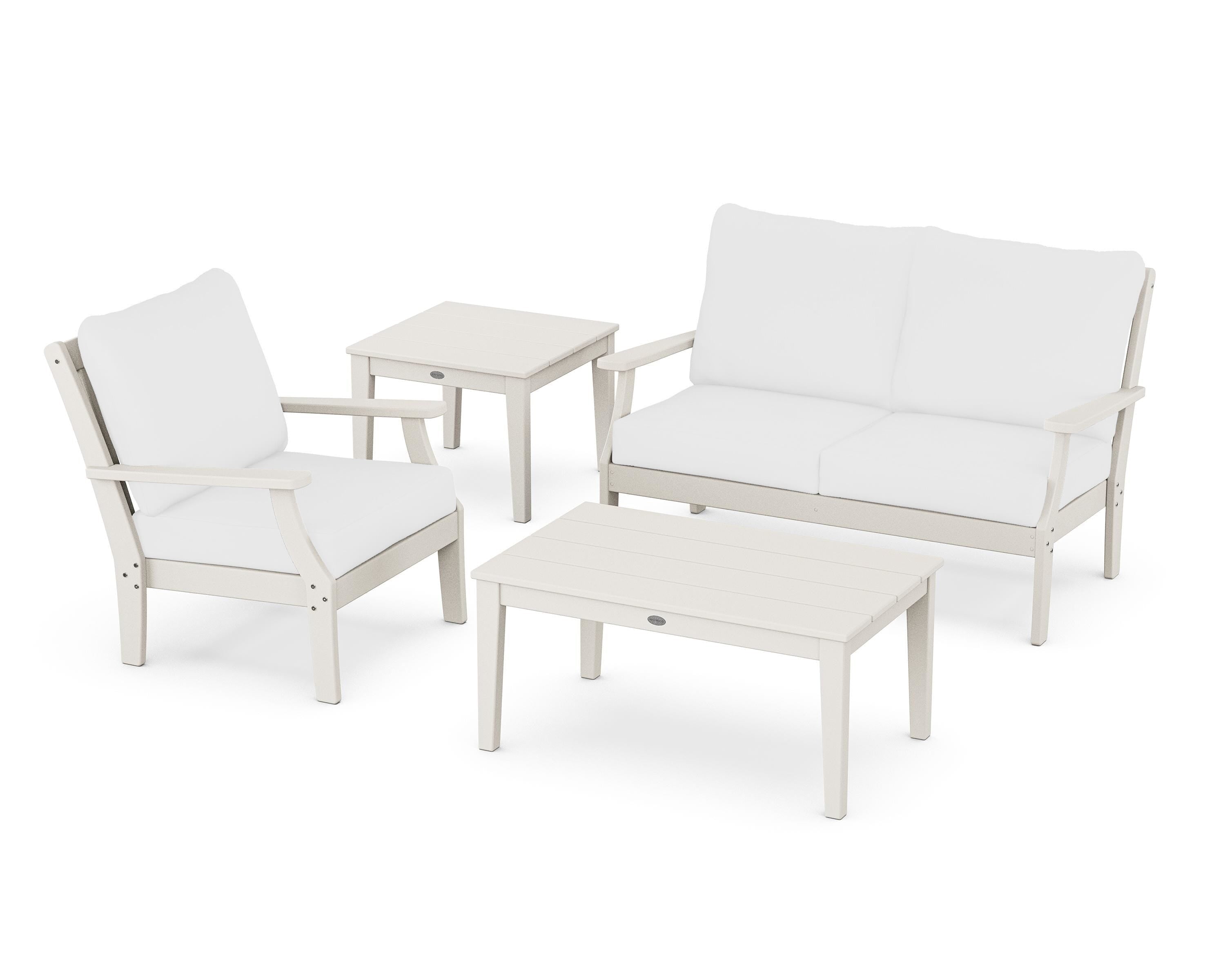 POLYWOOD® Braxton 4-Piece Deep Seating Set in Sand / Natural