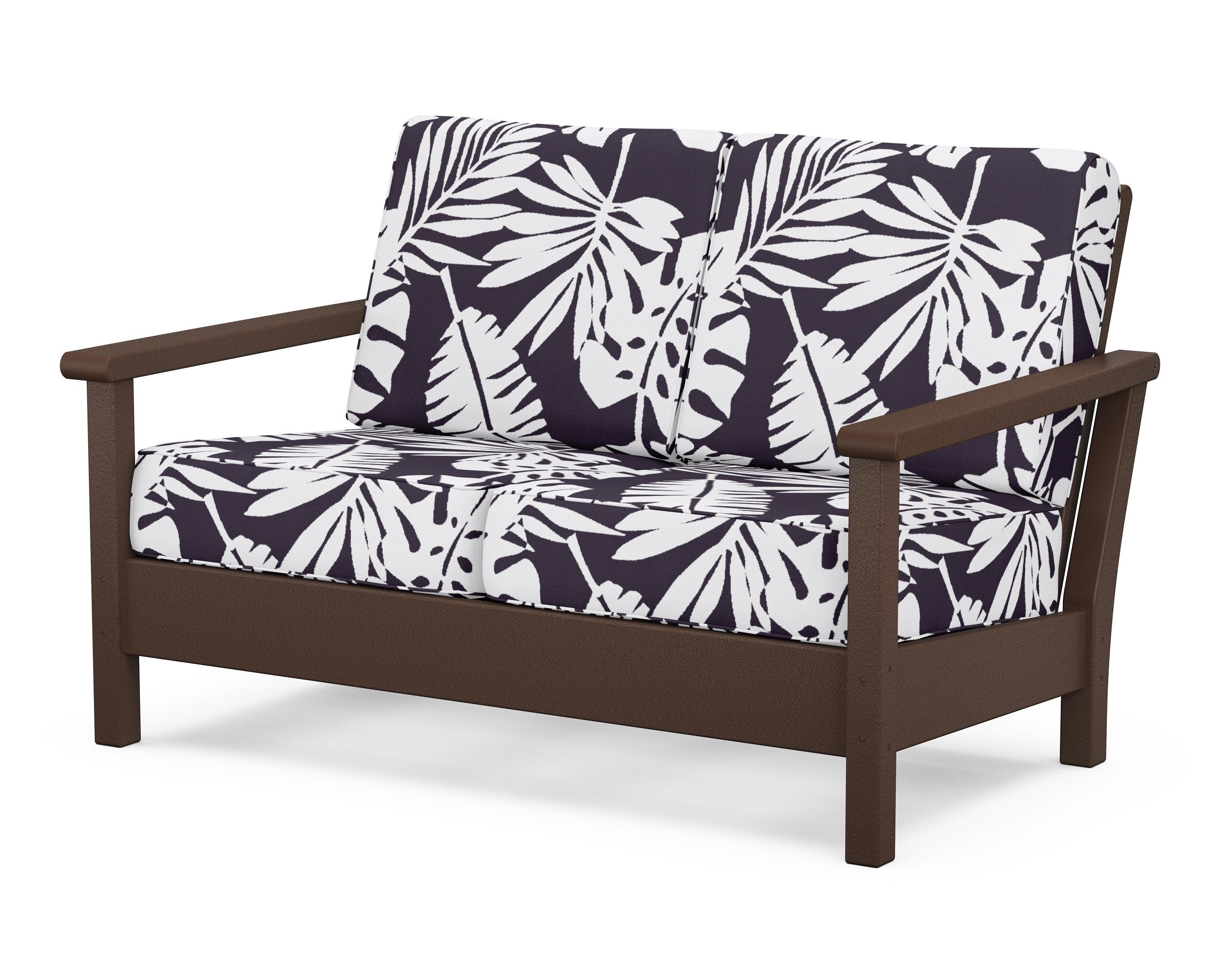 POLYWOOD® Harbour Deep Seating Loveseat in Mahogany / Leaf Navy