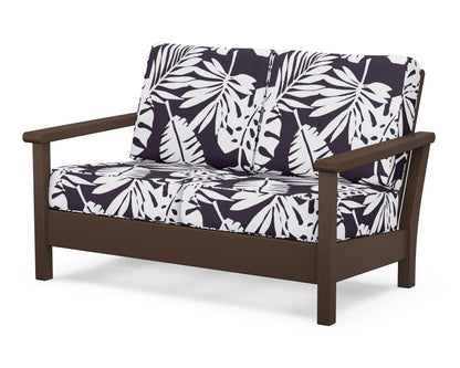POLYWOOD® Harbour Deep Seating Loveseat in Mahogany / Leaf Navy