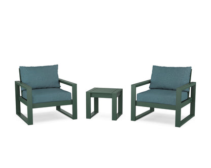 POLYWOOD® EDGE Sectional 3-Piece Deep Seating Set in Green / Ocean Teal
