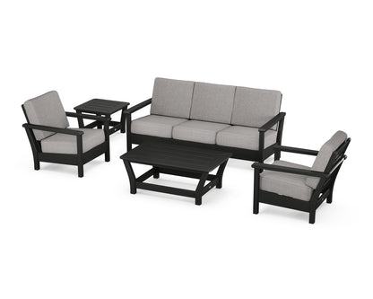 POLYWOOD® Harbour 5-Piece Deep Seating Set in Black / Grey Mist