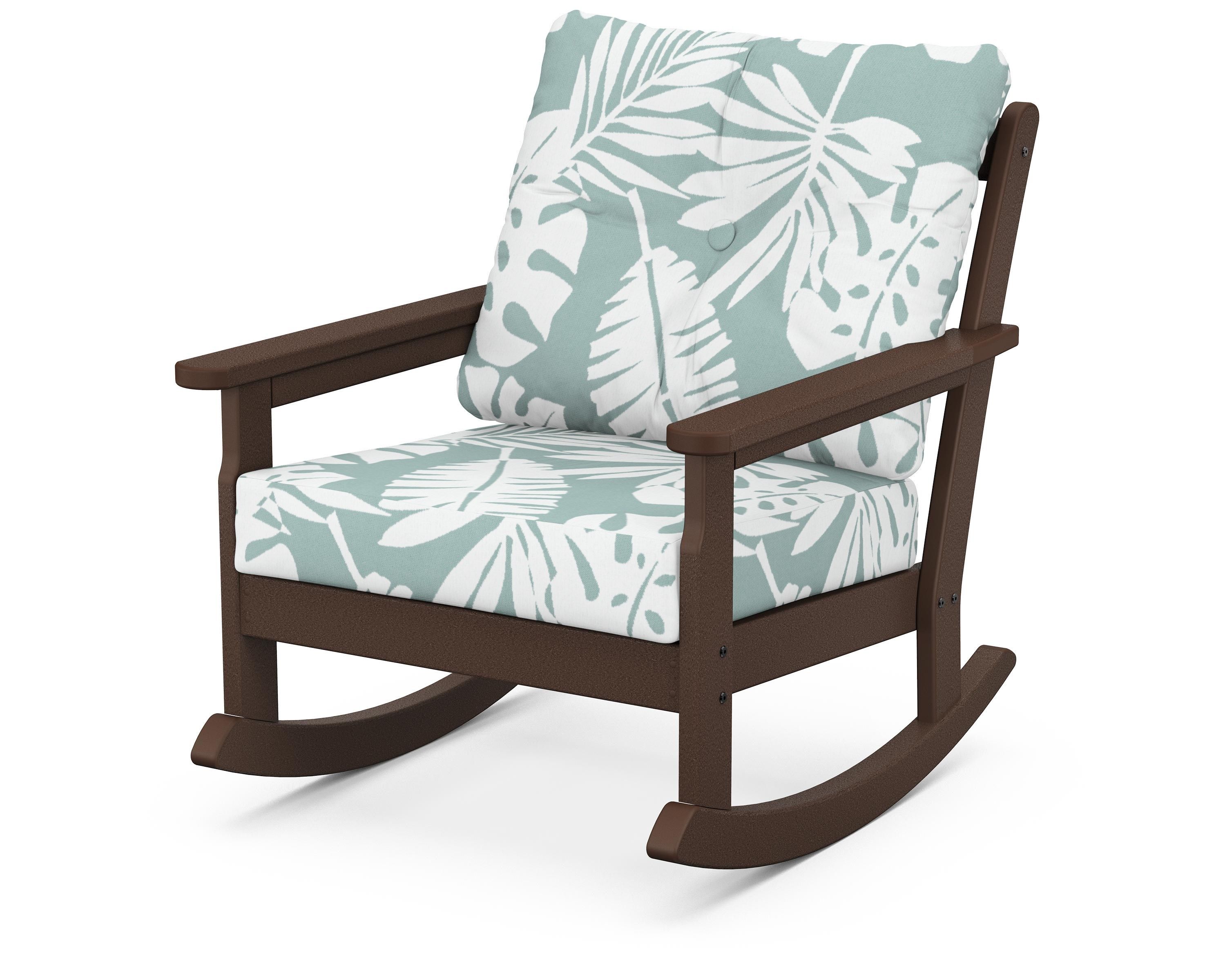 POLYWOOD® Vineyard Deep Seating Rocking Chair in Mahogany / Leaf Glacier Spa