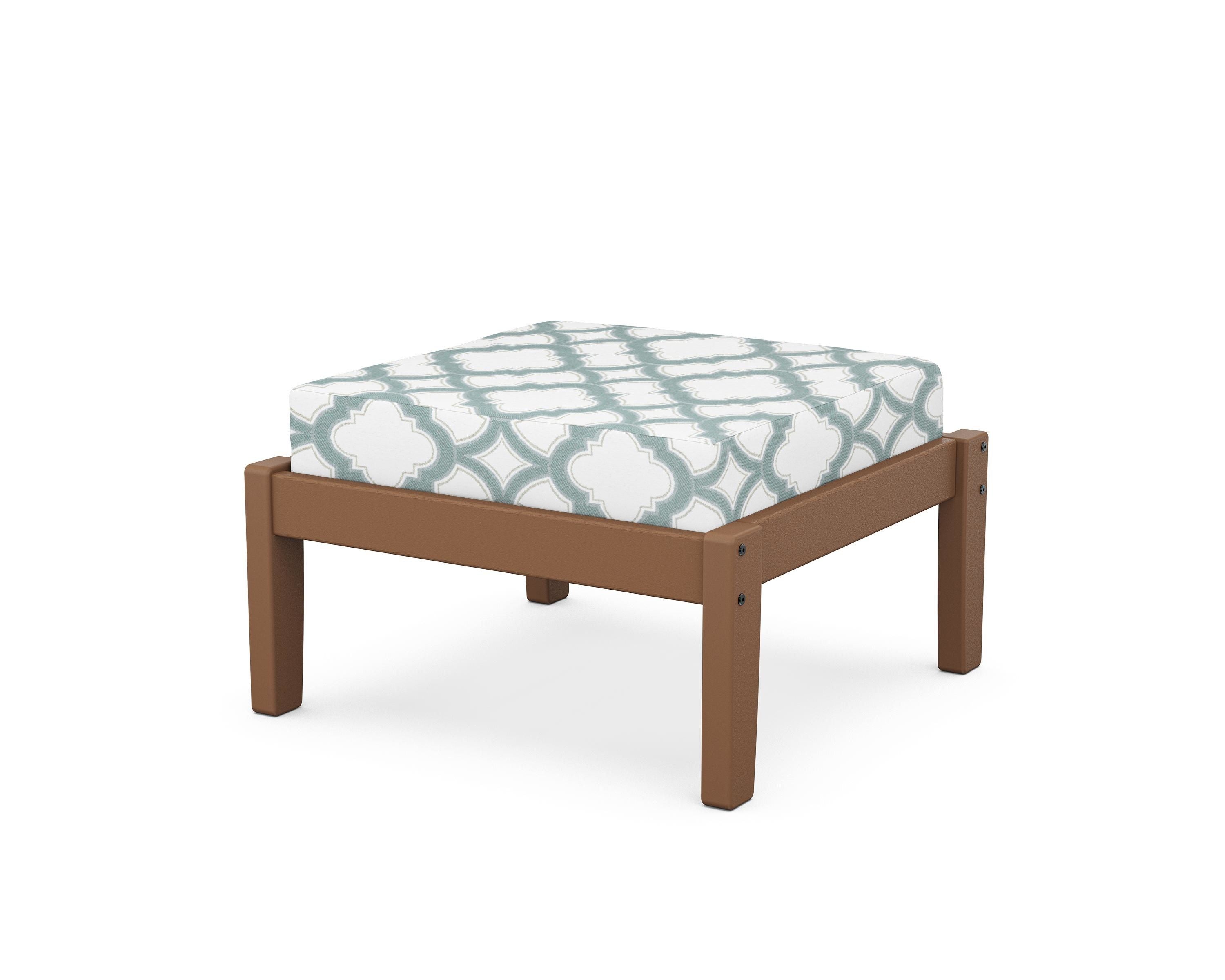 Unbranded Deep Seating Ottoman in Teak / Trellis Glacier Spa