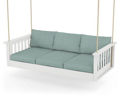 POLYWOOD® Vineyard Daybed Swing in White / Glacier Spa