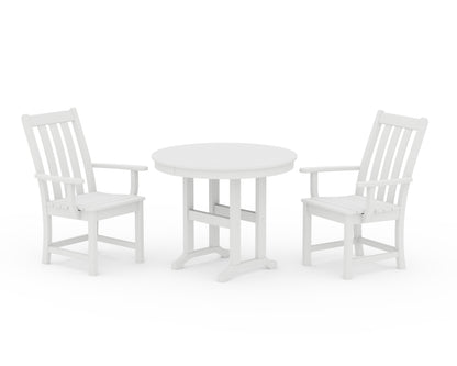 POLYWOOD® Vineyard 3-Piece Round Dining Set in White
