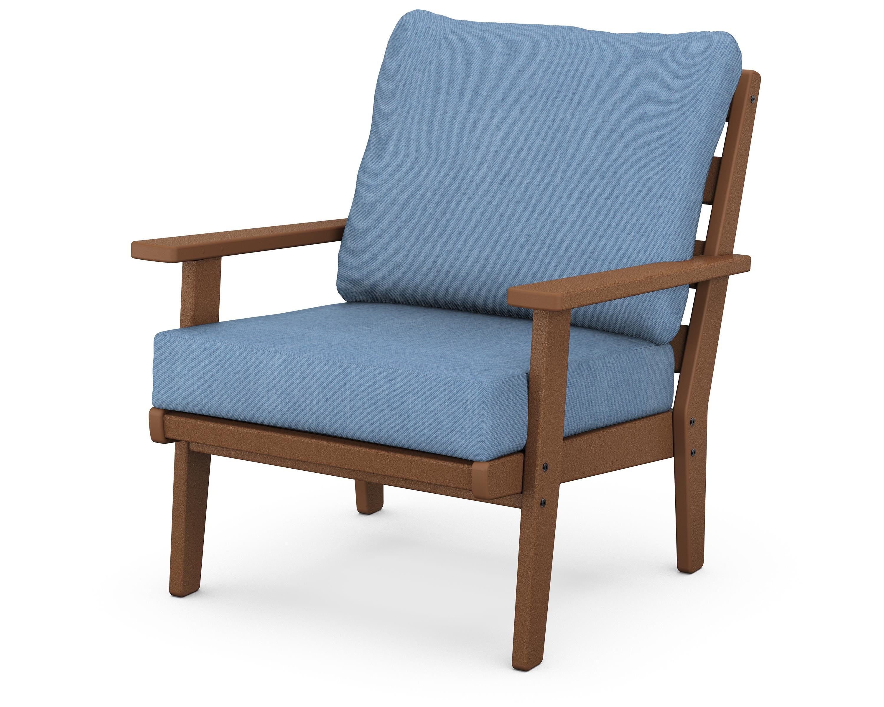 POLYWOOD® Grant Park Deep Seating Chair in Teak / Sky Blue